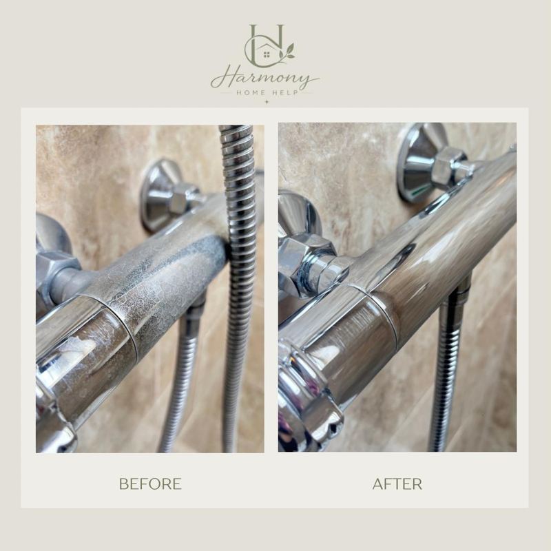 Shower mixer, before and after cleaning