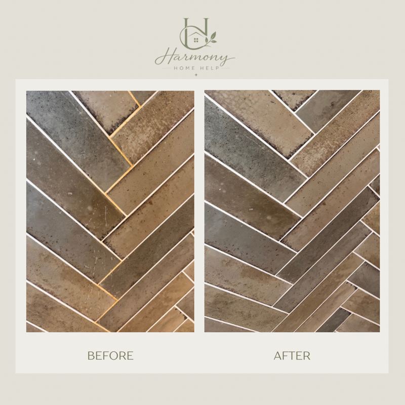 Tiles and grout, before and after cleaning