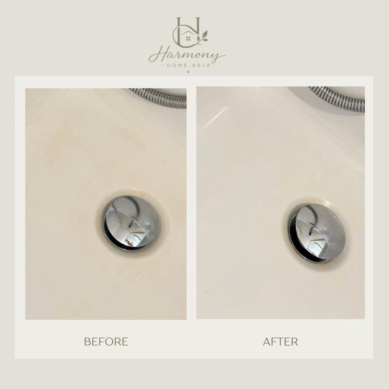 Bath tap, before and after cleaning